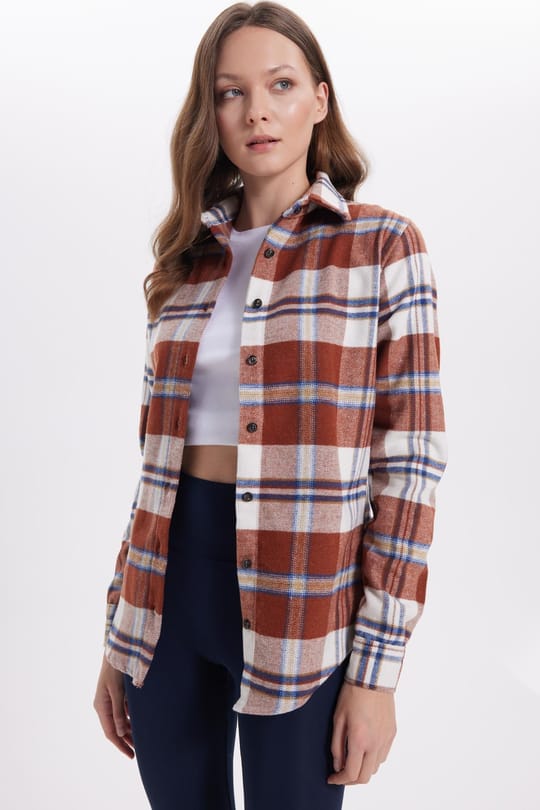 Kadın Oversize Geniş Kalıp Oduncu Ekose Gömlek