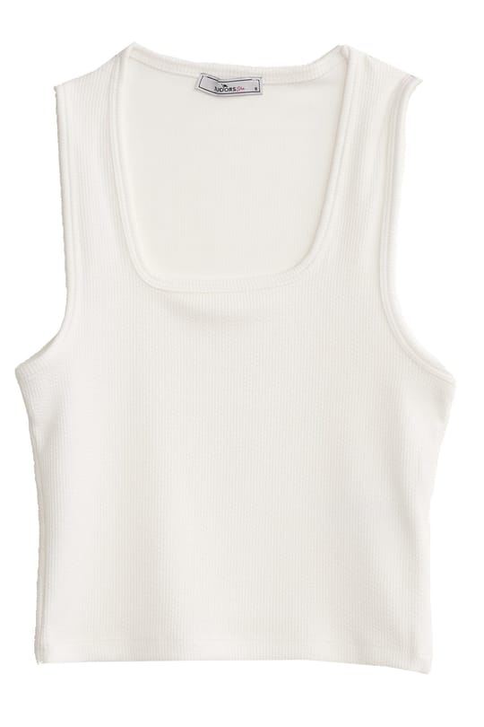 Kadın Slim Fit Dar Kesim Kalın Askılı Kare Yaka Ekru Atlet Bluz
