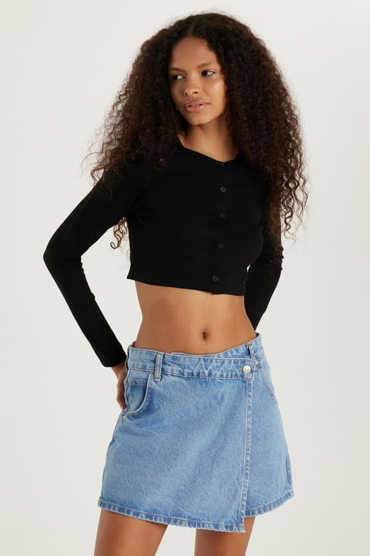 Kadın Slim Fit Dar Kesim Uzun Kollu Bisiklet Yaka Siyah Hırka