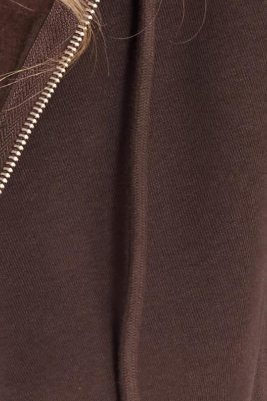 Kadın Slim Fit Dar Kesim Pamuklu Çift Cepli Kapüşonlu Fermuarlı Kahverengi Hırka