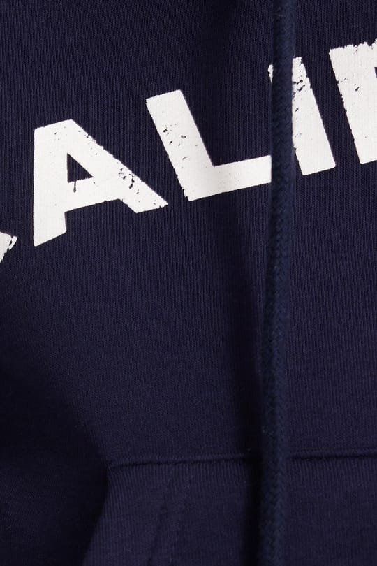 Kadın Slim Fit Dar Kesim Pamuklu Kapüşonlu Baskılı Lacivert Hırka