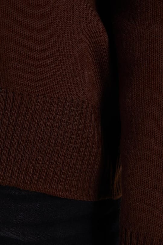 Kadın Oversize Geniş Kesim Bisiklet Yaka Kahverengi Kazak