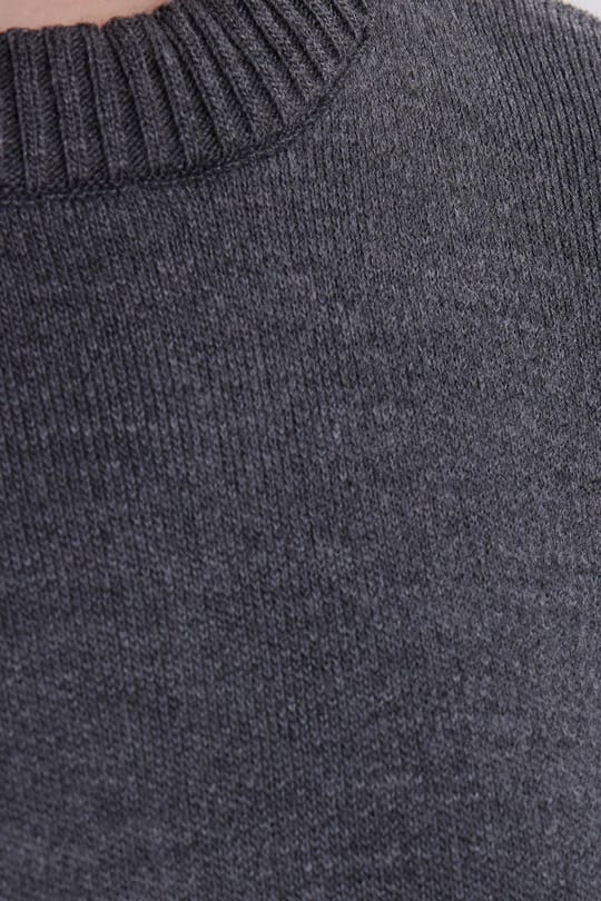 Kadın Oversize Geniş Kesim Bisiklet Yaka Antrasit Kazak