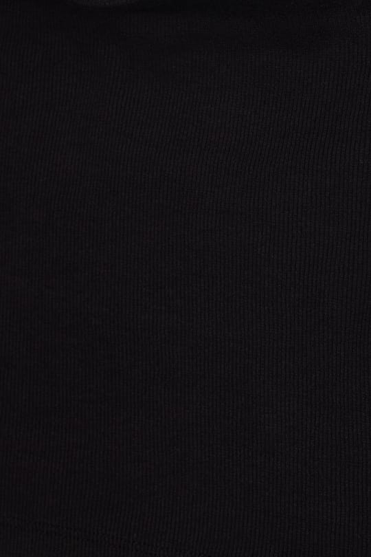Kadın Slim Fit Dar Kesim Pamuklu Halter Yaka Kaşkorse Siyah Crop