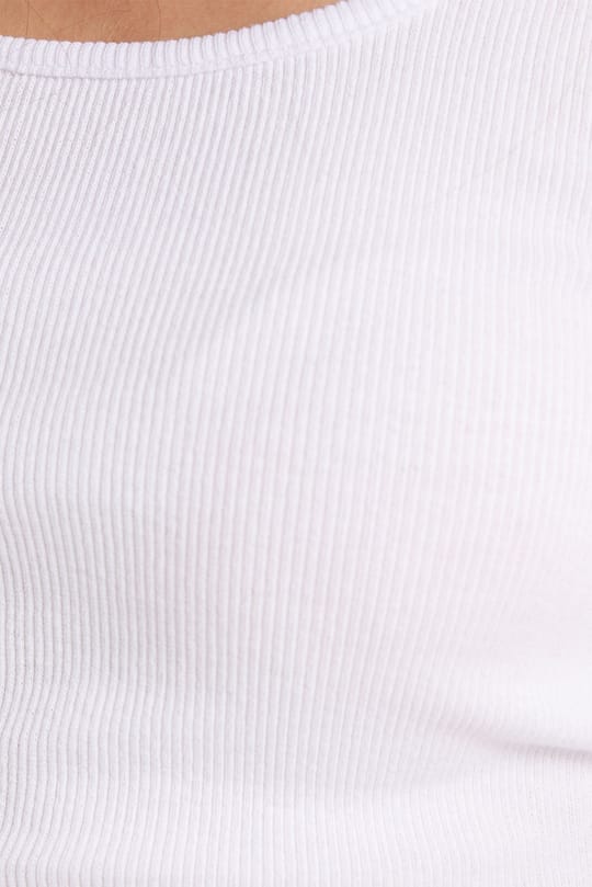 Kadın Slim Fit Dar Kesim Askılı Kare Yaka Pamuklu Beyaz Crop Atlet