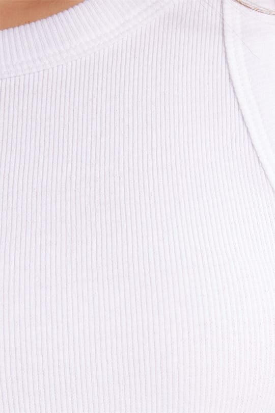 Kadın Slim Fit Dar Kesim Pamuklu Askılı Bisiklet Yaka Beyaz Crop Atlet
