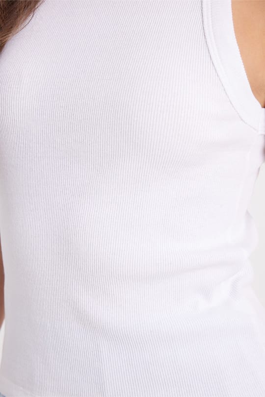 Kadın Slim Fit Dar Kesim Pamuklu Askılı Bisiklet Yaka Beyaz Crop Atlet