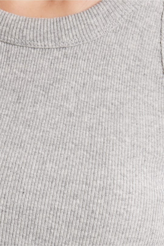 Kadın Slim Fit Dar Kesim Pamuklu Askılı Bisiklet Yaka Gri Crop Atlet