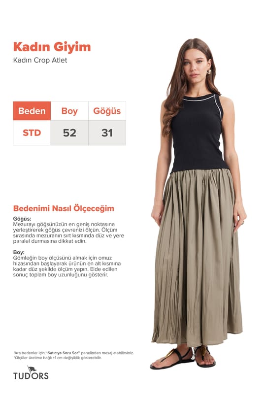 Kadın Slim Fit Dar Kesim Pamuklu Askılı Bisiklet Yaka Biyeli Siyah Crop Atlet