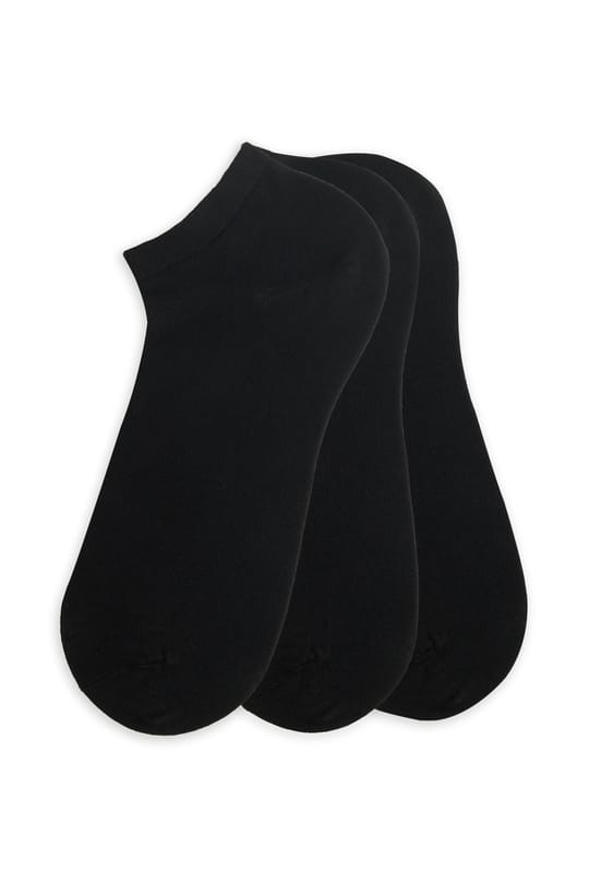 3'lü Düz Kısa Siyah Erkek Çorap