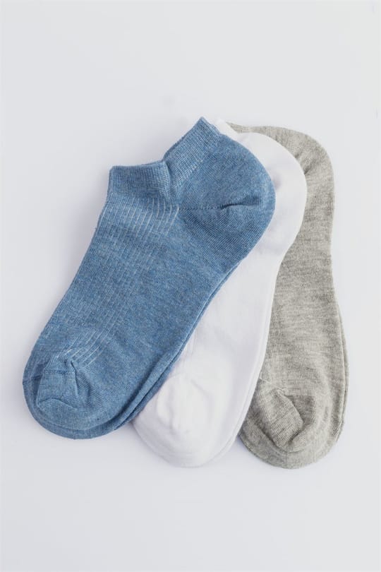 3'lü Düz Kısa Erkek Çorap