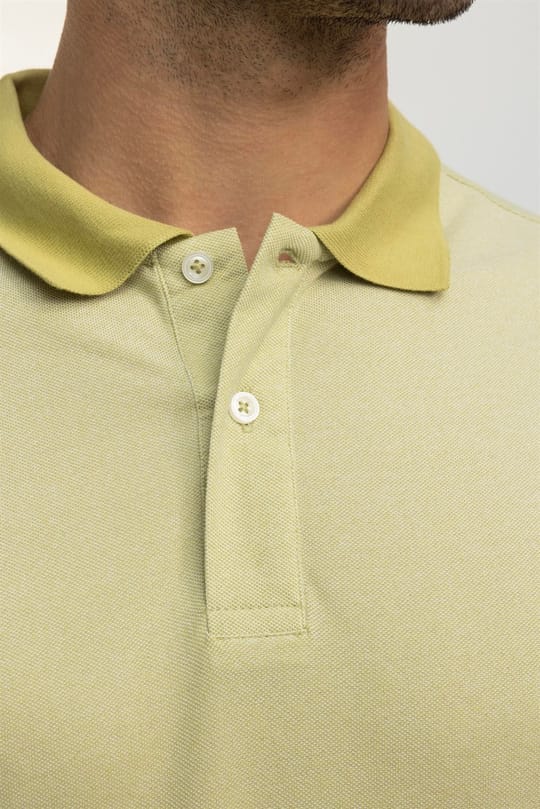 Erkek Regular Fit Rahat Kesim Pamuklu Düz Pike Yeşil Polo Yaka Tişört 