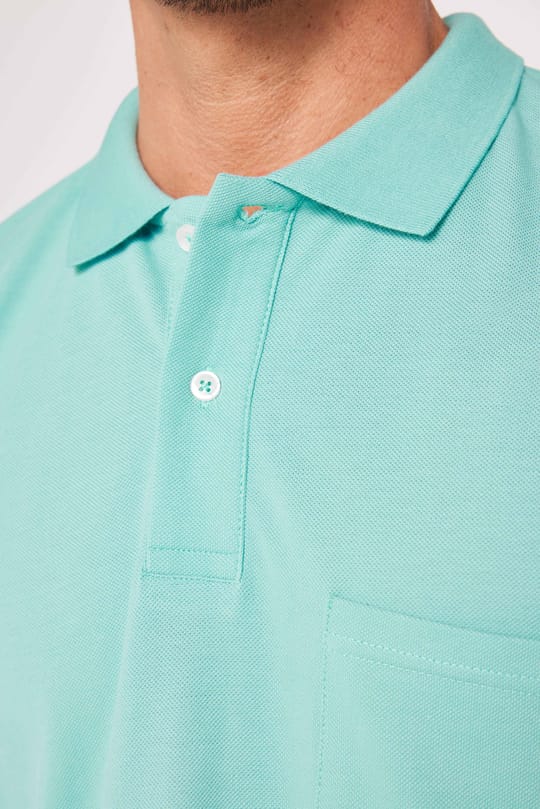 Erkek Regular Fit Klasik Kesim %100 Pamuk Düz Pike Mint Polo Yaka Tişört