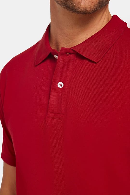 Erkek Regular Fit Rahat Kesim %100 Pamuk Düz Pike Kırmızı Polo Yaka Tişört