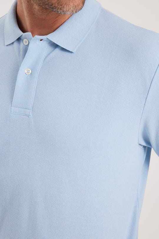 Erkek Regular Fit Klasik Kesim Pamuklu Yumuşak Dokulu Serin Tutan Kumaş Düz Mavi Polo Yaka Tişört