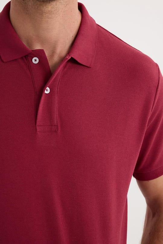 Erkek Regular Fit Rahat Kesim Pamuklu Yumuşak Dokulu Serin Tutan Kumaş Düz Kırmızı Polo Yaka Tişört