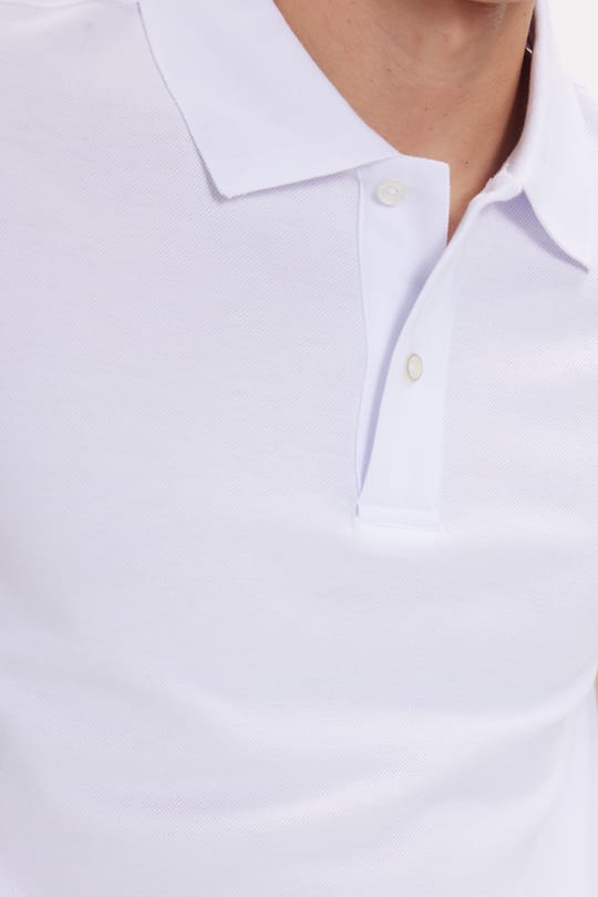 Erkek Regular Fit Rahat Kesim %100 Pamuk Düz Pike Beyaz Polo Yaka Tişört
