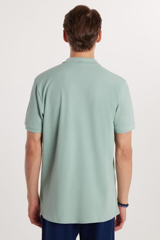 Erkek Regular Fit Klasik Kesim %100 Pamuk Düz Pike Mint Polo Yaka Tişört