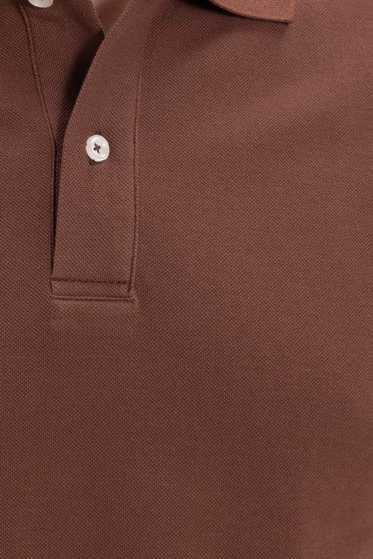 Erkek Regular Fit Klasik Kesim %100 Pamuk Düz Pike Kahverengi Polo Yaka Tişört