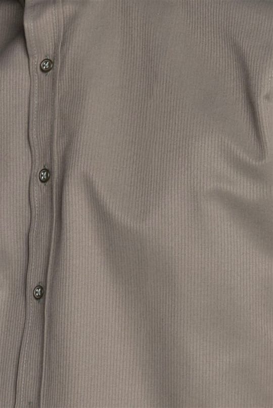 Slim Fit Uzun Kollu Armürlü Erkek Haki Gri Gömlek