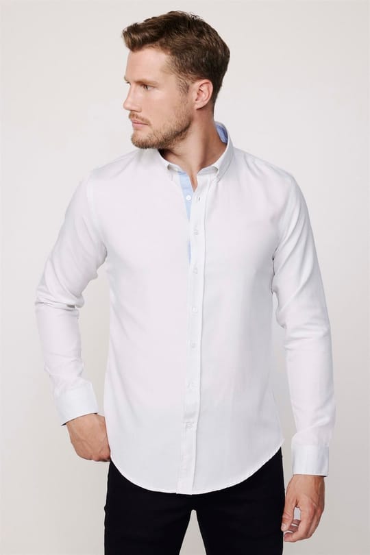 Slim Fit Pamuklu Kolay Ütü Düz Erkek Taş Rengi Gömlek