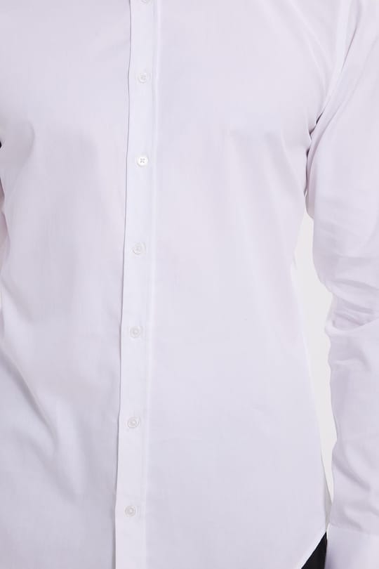 Slim Fit Uzun Kollu Pamuk Saten Erkek Beyaz Gömlek