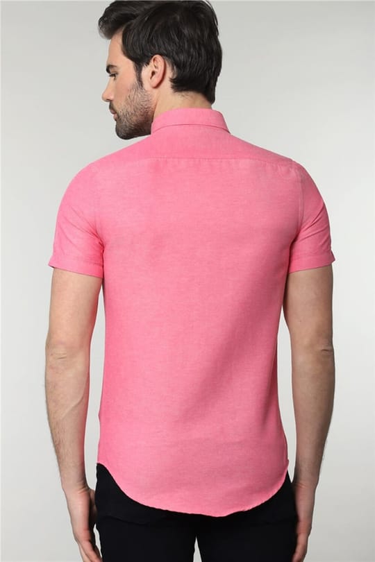 Slim Fit Kısa Kollu Düğmeli Yaka Poplin Oxford Erkek Gömlek