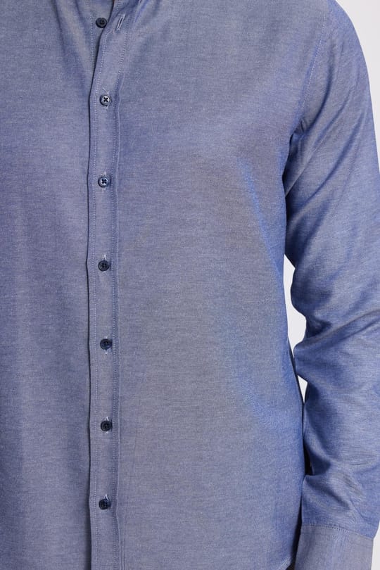 Slim Fit Uzun Kollu Düğmeli Yaka Pamuklu Kolay Ütü Düz Erkek Gömlek