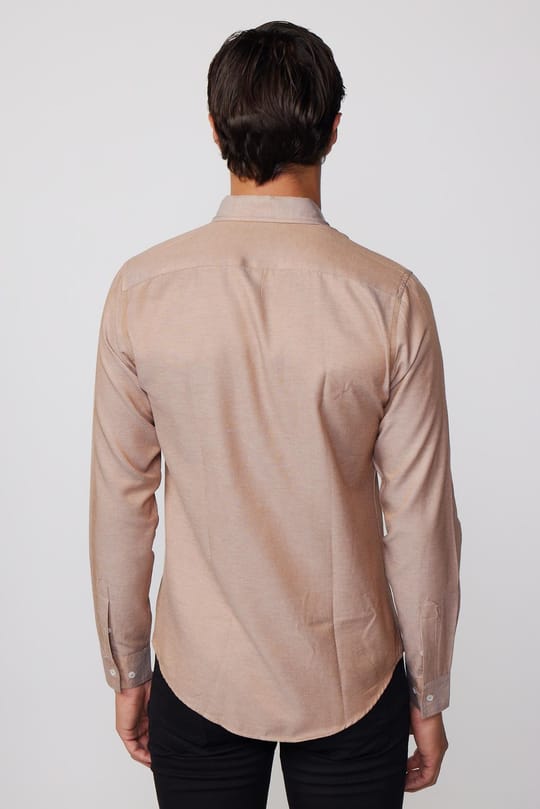 Slim Fit Uzun Kollu Düğmeli Yaka Pamuklu Kolay Ütü Düz Erkek Gömlek