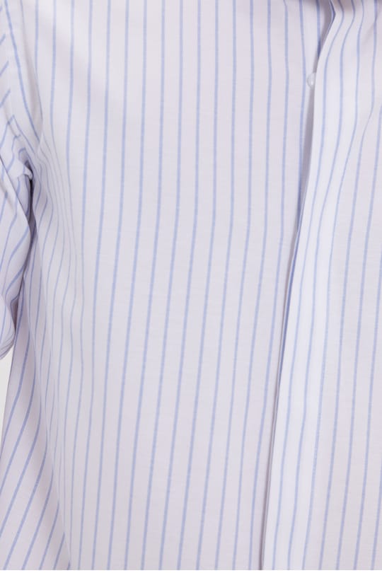 Slim Fit Uzun Kollu Pamuklu Kolay Ütü Çizgili Erkek Beyaz Gömlek