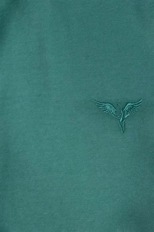 Erkek Slim Fit Dar Kesim Uzun Kollu Pamuklu Oxford Doku Kolay Ütülenebilir Yeşil Düğmeli Yaka Gömlek