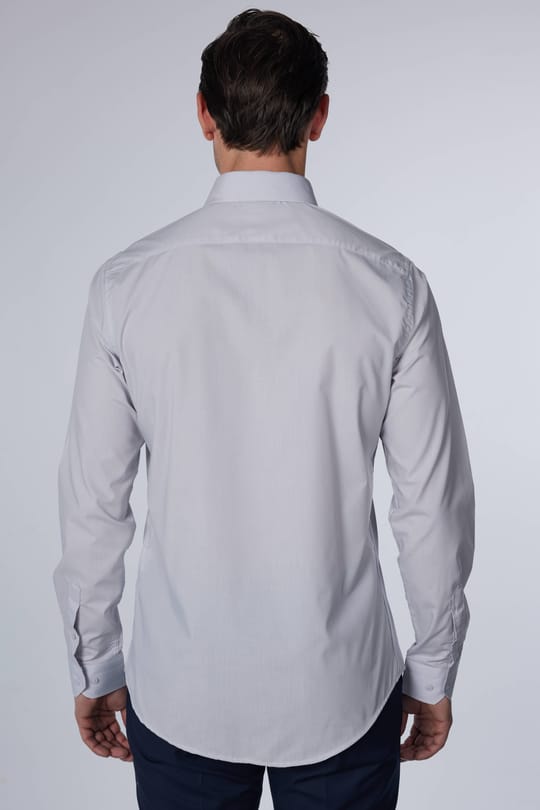 Erkek Slim Fit Dar Kesim Pamuklu Terry Cotton Kumaş Kolay Ütü Gri Gömlek