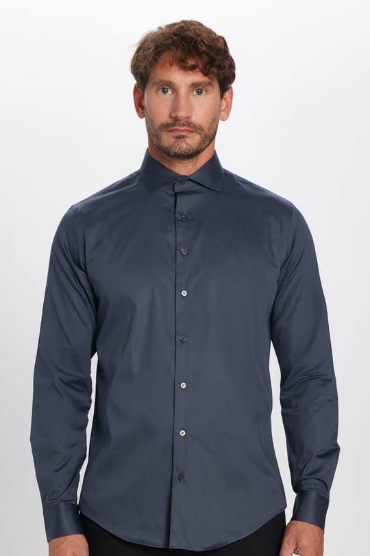 Erkek Slim Fit Dar Kesim %100 Pamuk Koton Saten Premium Seri Antrasit Gömlek