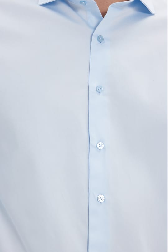 Erkek Slim Fit Dar Kesim %100 Pamuk Koton Saten Premium Seri Mavi Gömlek