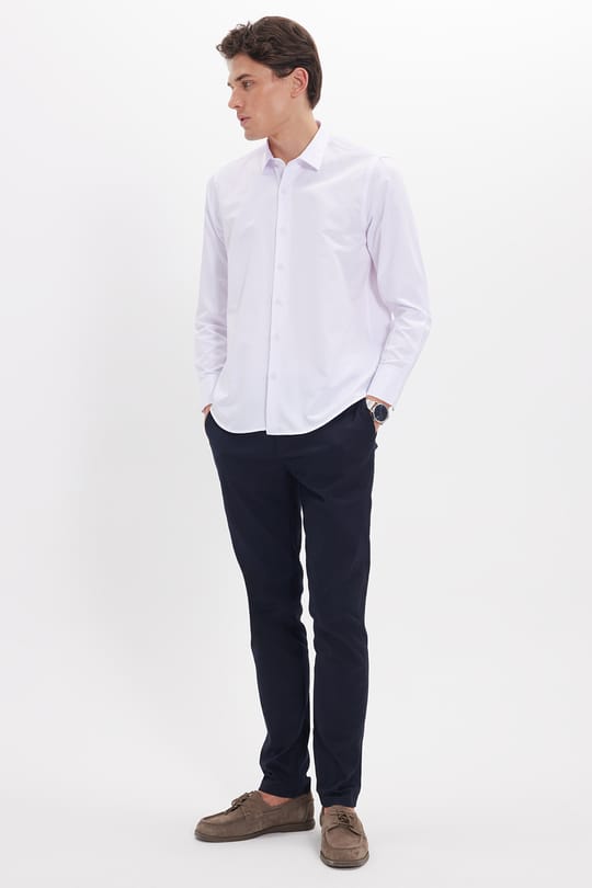 Slim Fit Kolay Ütü Teri Emen Nefes Alan Doku Kravatlık Dört Mevsim  Erkek Gömlek