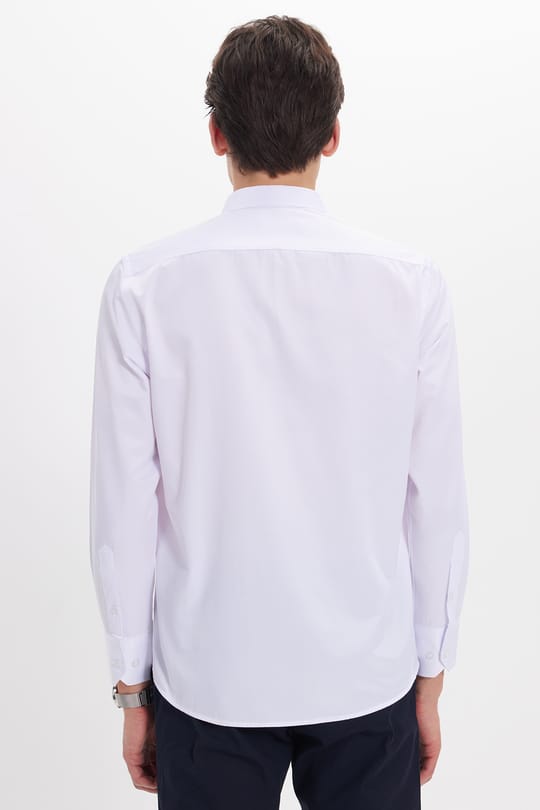 Slim Fit Kolay Ütü Teri Emen Nefes Alan Doku Kravatlık Dört Mevsim  Erkek Gömlek