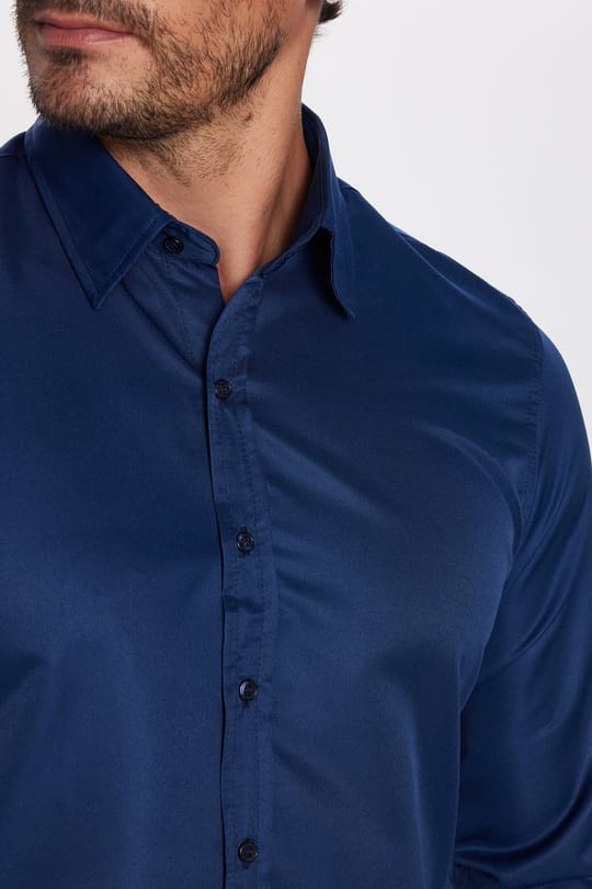 Slim Fit Kolay Ütü Teri Emen Nefes Alan Doku Kravatlık Dört Mevsim  Erkek Gömlek