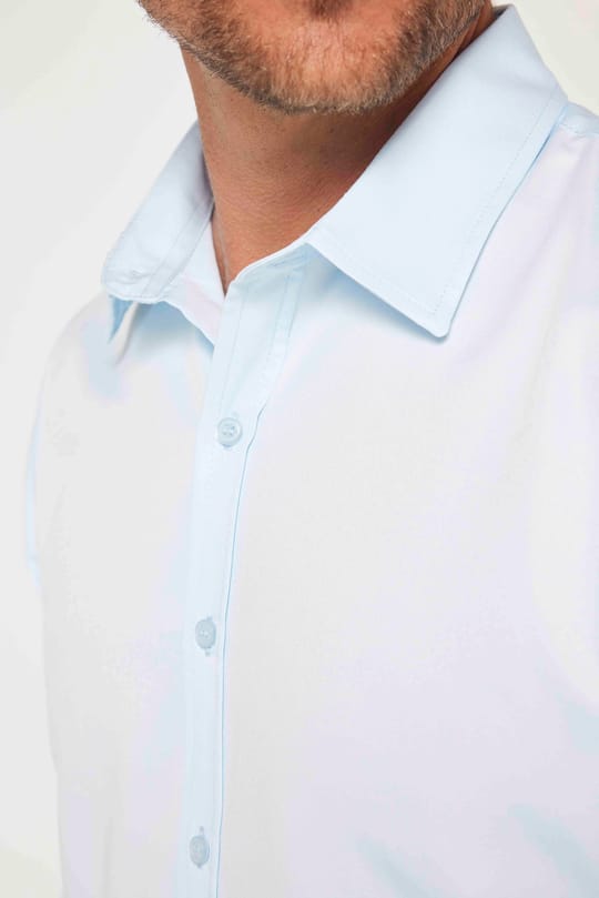 Slim Fit Kolay Ütü Teri Emen Nefes Alan Doku Kravatlık Dört Mevsim  Erkek Gömlek