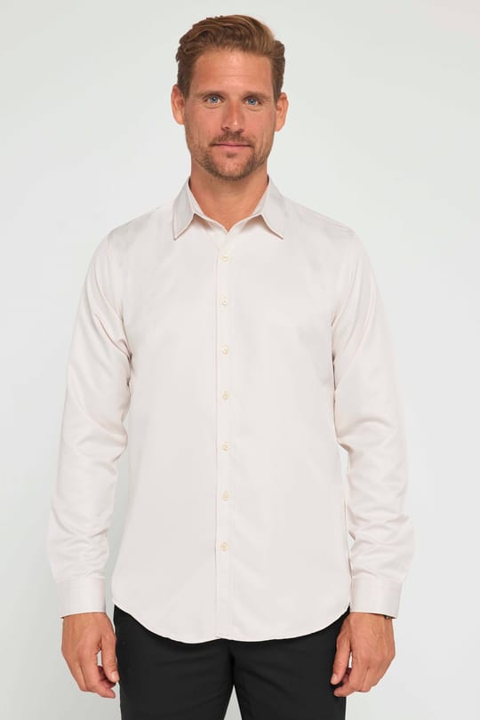 Slim Fit Kolay Ütü Teri Emen Nefes Alan Doku Kravatlık Dört Mevsim  Erkek Gömlek