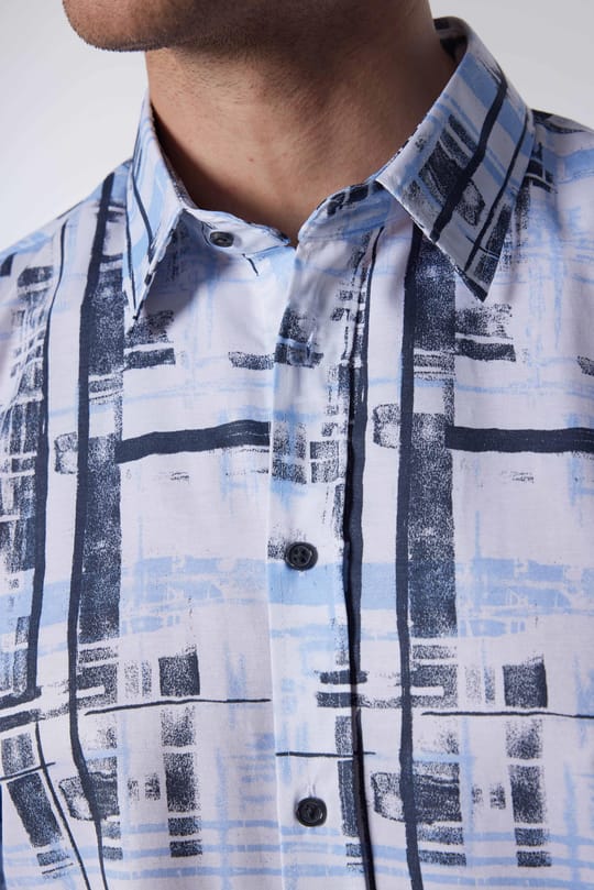 Slim Fit Uzun Kollu Desenli Pamuklu Kolay Ütü Erkek Gömlek