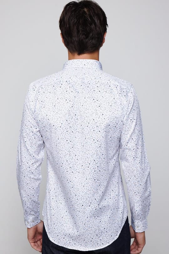 Slim Fit Uzun Kollu Düğmeli Yaka Pamuklu Kolay Ütü Desenli Erkek Gömlek