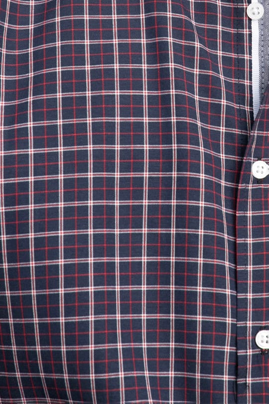 Erkek Slim Fit Dar Kesim Uzun Kollu Pamuklu Kolay Ütü Kareli Düğmeli Yaka Gömlek