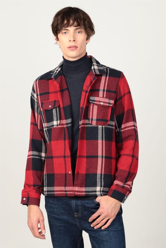 Slim Fit Oduncu Kışlık Çift Cepli Kapaklı Erkek Gömlek