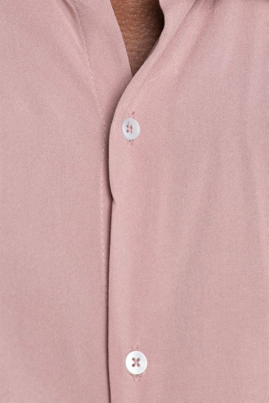 Slim Fit Uzun Kollu Dar Kesim Dökümlü Viskon Şık Erkek Pembe Gömlek