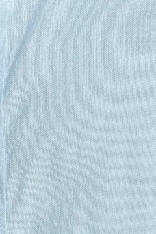 Erkek Slim Fit Dar Kesim Uzun Kollu %100 Pamuk Keten Doku Hakim Yaka Mavi Gömlek
