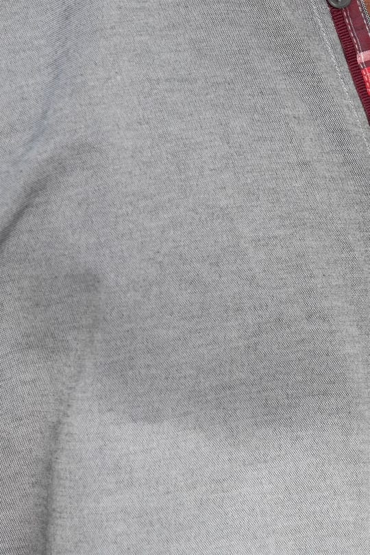 Erkek Slim Fit Dar Kesim Kısa Kollu Pamuklu Oxford Doku Kolay Ütülenebilir Gri Düğmeli Yaka Gömlek