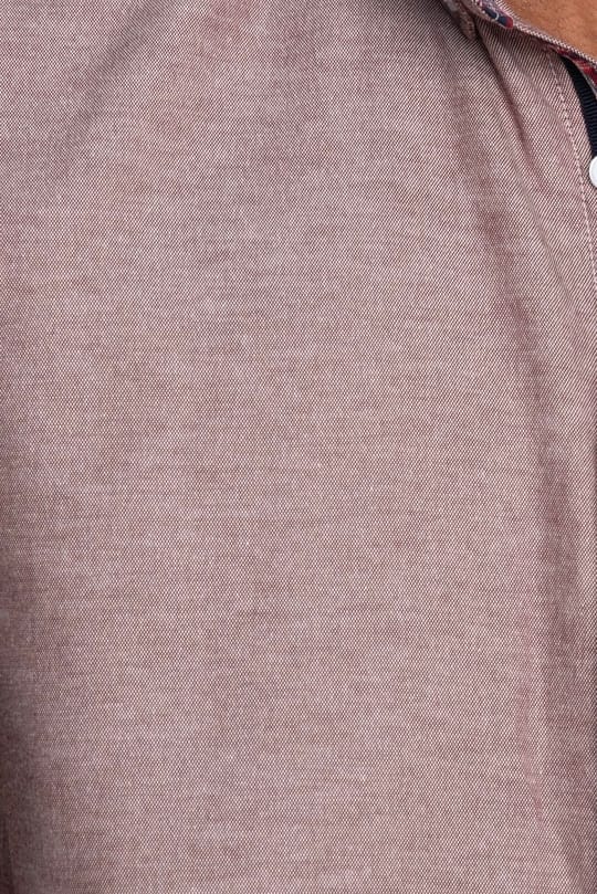 Erkek Slim Fit Dar Kesim Kısa Kollu Pamuklu Oxford Doku Kolay Ütülenebilir Bordo Düğmeli Yaka Gömlek