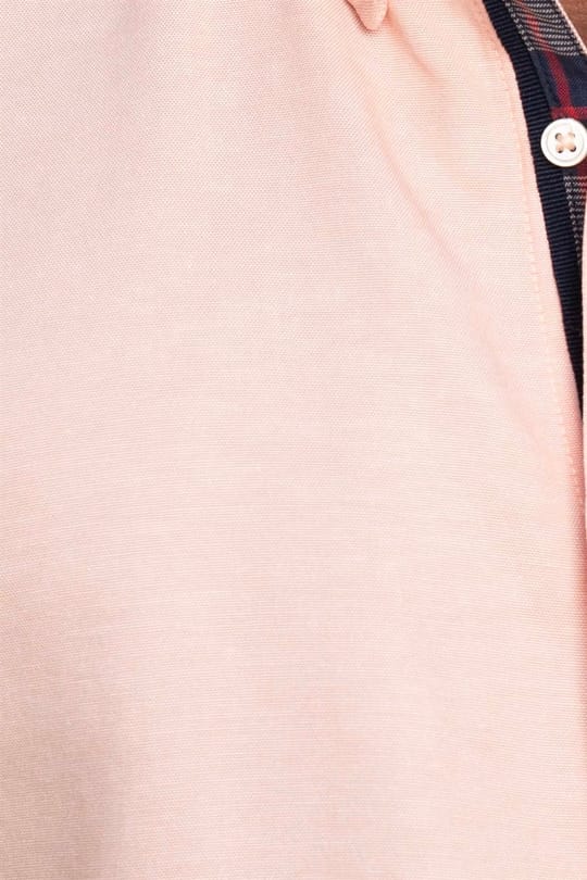 Erkek Slim Fit Dar Kesim Kısa Kollu Pamuklu Oxford Doku Kolay Ütülenebilir Pembe Düğmeli Yaka Gömlek