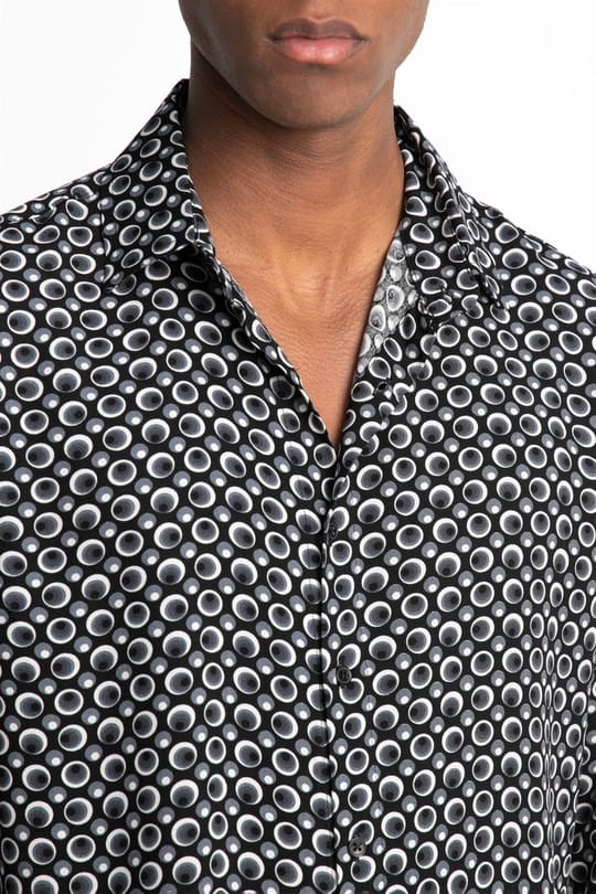 Slim Fit Uzun Kollu Dar Kesim Baskılı Desen Viskon Spor Erkek Gömlek