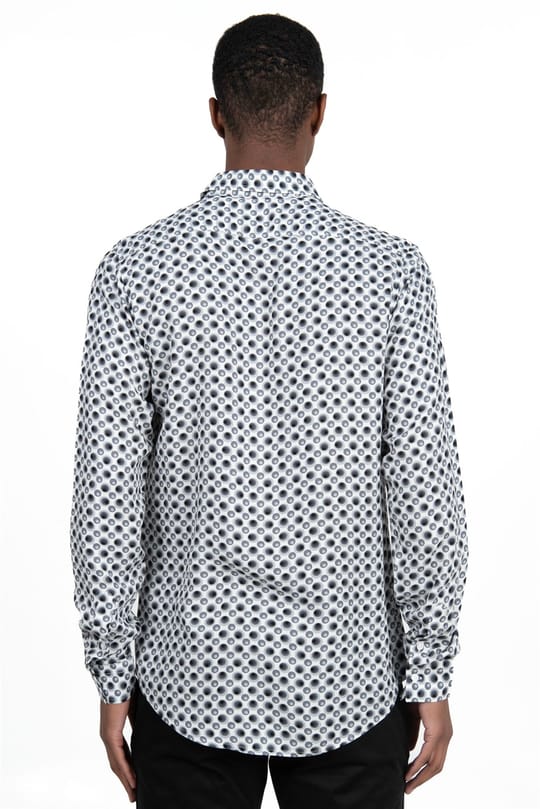 Slim Fit Uzun Kollu Dar Kesim Baskılı Desen Viskon Spor Erkek Gömlek